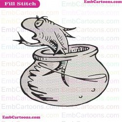 Aquarium Fish Outline Silhouette Dr Seuss The Cat In The Hat Embroidery Design