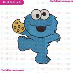 Baby Cookie Monster Sesame Street Embroidery Design