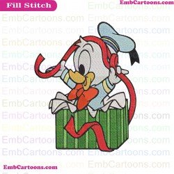 Baby Duck Donald Present Mickey Mouse Christmas Embroidery Design