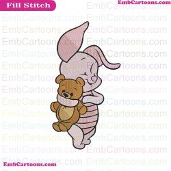 Baby Piglet And Teddy Bear Winnie The Pooh Embroidery Design