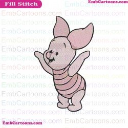 Baby Piglet Cheering Winnie The Pooh Embroidery Design