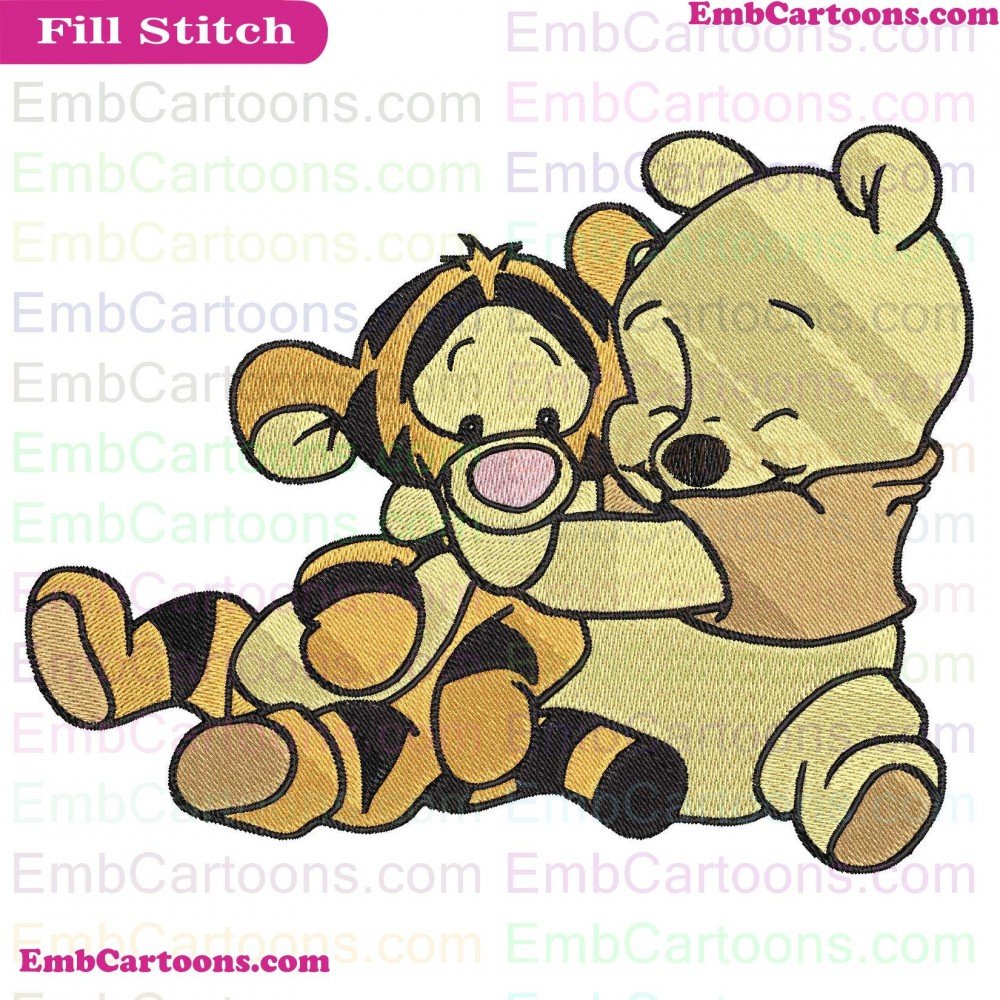 Baby Pooh Applique Design, Baby Pooh Embroidery Design, Pooh And Applique Design, Pooh And Embroidery Design, And Tigger Applique Design, And Tigger Embroidery Design, Tigger Hugging Applique Design, Tigger Hugging Embroidery Design, Hugging Winnie Appliq