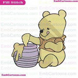 Baby Pooh Eating Honey Winnie The Pooh Embroidery Design
