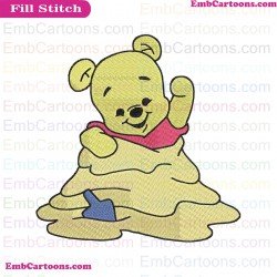 Baby Pooh Playing In Sand Winnie The Pooh Embroidery Design