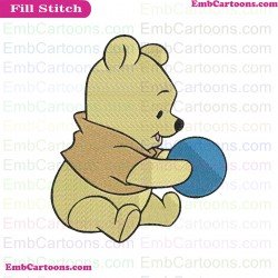 Baby Pooh Playing With A Ball Winnie The Pooh Embroidery Design