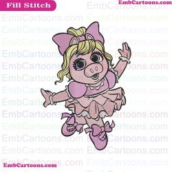 Ballerina Piggy Muppet Babies Embroidery Design