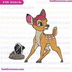 Bambi And Flower Embroidery Design