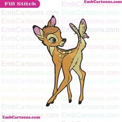 Bambi Deer Butterfly Embroidery Design