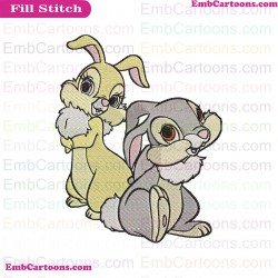 Bambi Thumper And Miss Bunny Embroidery Design