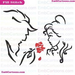 Beauty And The Beast Silhouette Embroidery Design 2