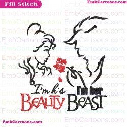 Beauty And The Beast Silhouette Embroidery Design 3