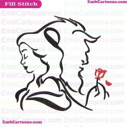 Beauty And The Beast Silhouette Embroidery Design 4