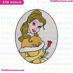 Belle And Flower Beauty And The Beast Christmas Embroidery Design