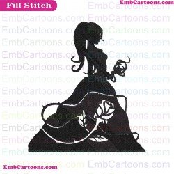 Belle Beauty And The Beast Silhouette Embroidery Design