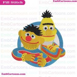 Bert And Ernie In Circle Sesame Street Embroidery Design