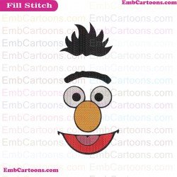 Bert Face Sesame Street Embroidery Design
