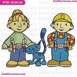 Bob And Wendy And Pilchard Bob The Builder Embroidery Design 2
