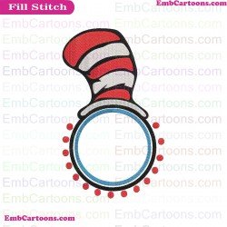 Border And Circal And Dots And Hat Dr Seuss Embroidery Design