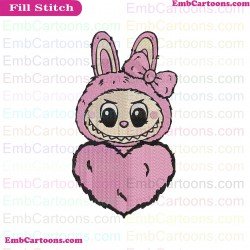 Bow Labubu With Love Embroidery Design