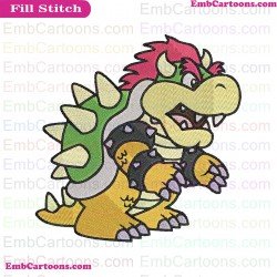 Bowser Super Mario Bros Embroidery Design