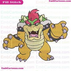 Bowser Super Mario Bros Embroidery Design 2