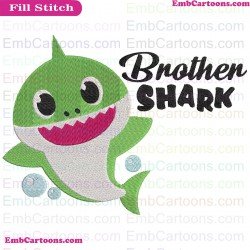 Brother Shark With Bubbles Shark Family Embroidery Design