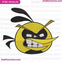 Bubbles Face Angry Birds Embroidery Design