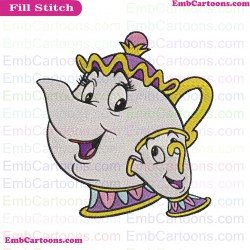 Chip And Mrs Potts Beauty And The Beast Embroidery Design