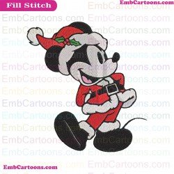 Classic Mickey As Santa Claus Embroidery Design