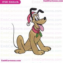 Classic Pluto Christmas Mickey Mouse Embroidery Design