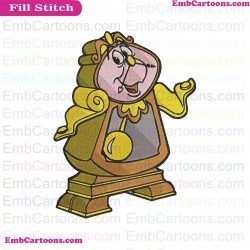 Cogsworth Beauty And The Beast Embroidery Design