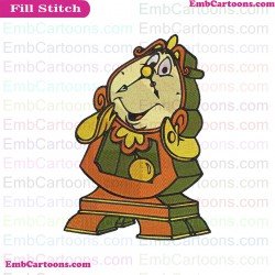 Cogsworth Beauty Beast Embroidery Design 2