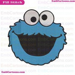 Cookie Monster Face Sesame Street Muppet Monster Embroidery Design