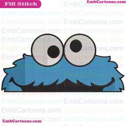 Cookie Monster Peeking Face Sesame Street Embroidery Design