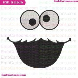 Cookie Monster Peeking Face Silhouette Sesame Street Embroidery Design