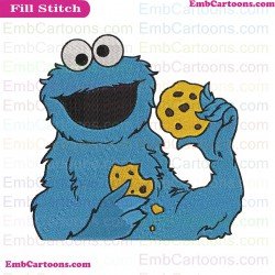 Cookie Monster With Cookies Sesame Street Embroidery Design