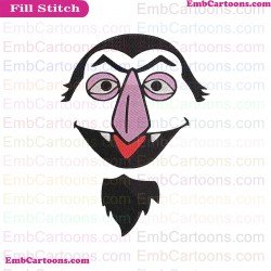 Count Von Count Face Sesame Street Embroidery Design
