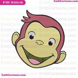 Curious George Face Embroidery Design