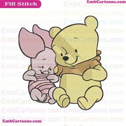 Cute Baby Pooh And Piglet Winnie The Pooh Embroidery Design