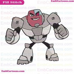 Cyborg Happy Teen Titans Go Embroidery Design