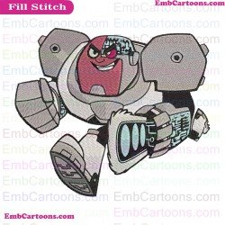 Cyborg Running Teen Titans Go Embroidery Design