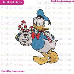 Donald Duck Christmas Candy Canes Embroidery Design