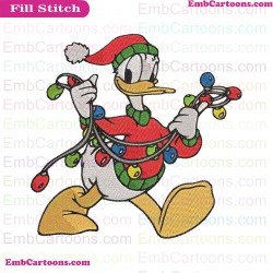 Donald Duck Lights Mickey Mouse Christmas Embroidery Design