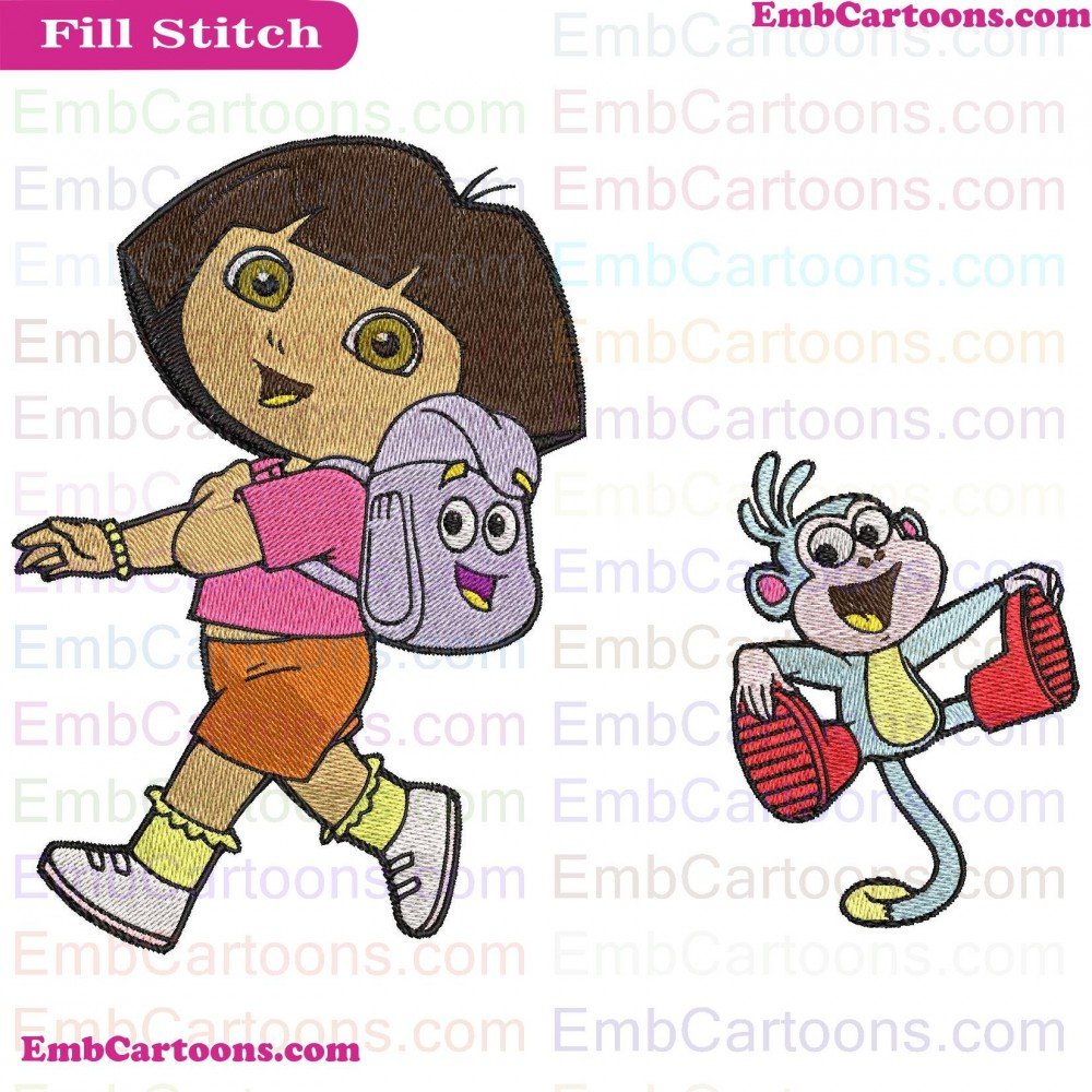 Dora And Boots Backpack Dora The Explorer Embroidery Design Dora And Applique Design, Dora And Embroidery Design, And Boots Applique Design, And Boots Embroidery Design, Boots Backpack Applique Design, Boots Backpack Embroidery Design, Backpack Dora Applique Design, Backpack Dora Embroidery Design, Dora The Appliq