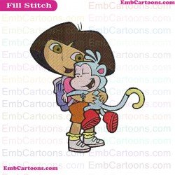Dora And Boots Hugging 2 Dora The Explorer Embroidery Design