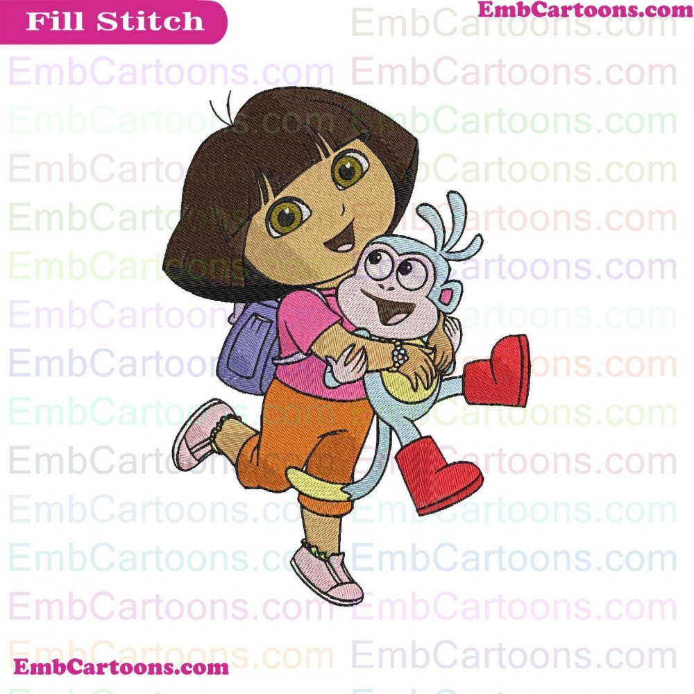 Dora And Applique Design, Dora And Embroidery Design, And Boots Applique Design, And Boots Embroidery Design, Boots Hugging Applique Design, Boots Hugging Embroidery Design, Hugging Dora Applique Design, Hugging Dora Embroidery Design, Dora The Applique D