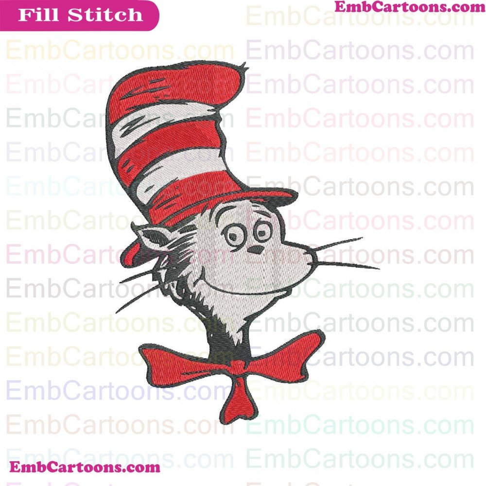 Dr Seuss Applique Design, Dr Seuss Embroidery Design, Seuss Face Applique Design, Seuss Face Embroidery Design, Face Dr Applique Design, Face Dr Embroidery Design, Seuss The Applique Design, Seuss The Embroidery Design, The Cat Applique Design, The Cat Em
