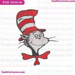 Dr Seuss Face Dr Seuss The Cat In The Hat Embroidery Design