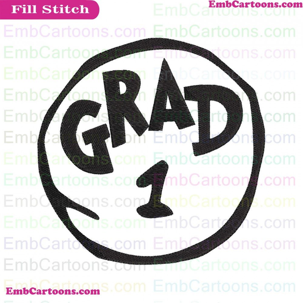 Dr Seuss Applique Design, Dr Seuss Embroidery Design, Seuss Grad Applique Design, Seuss Grad Embroidery Design, Grad 1 Applique Design, Grad 1 Embroidery Design, 1 Circle Applique Design, 1 Circle Embroidery Design, Circle Dr Applique Design, Circle Dr Em