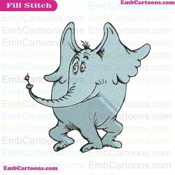 Dr Seuss Horton With Flower Dr Seuss The Cat In The Hat Embroidery Design